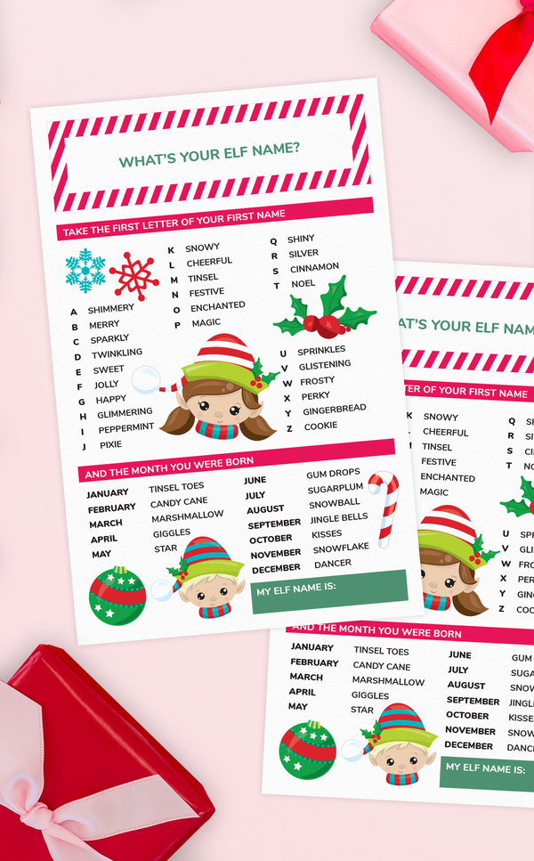 What's Your Elf Name Christmas Activity for Kids