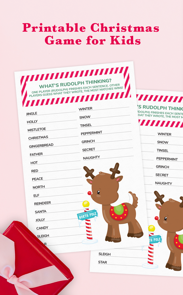 Printable What's Rudolph Thinking Christmas Game for Kids