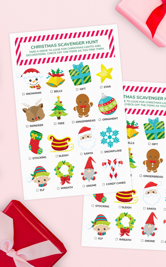 Printable Christmas Scavenger Hunt Game for Kids – ARRA Creative