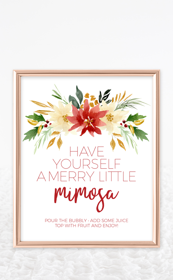 Christmas Mimosa Bar Sign and Juice Labels | Have yourself a merry little mimosa