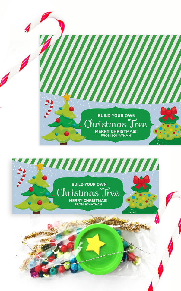 Printable Build Your Own Christmas Tree Treat Bag Toppers for Kids