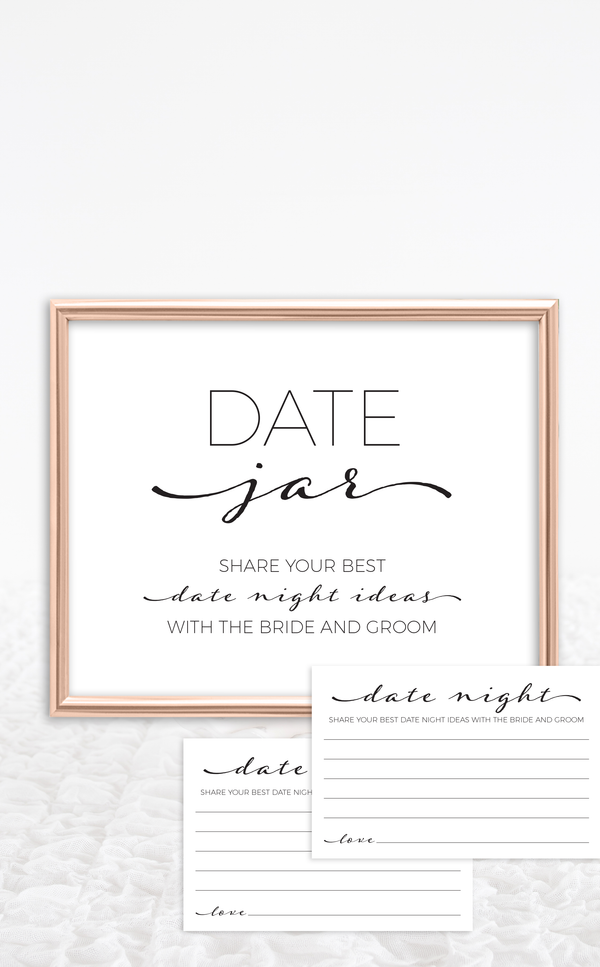 Printable Bridal Shower Date Night Cards and Sign - ARRA Creative