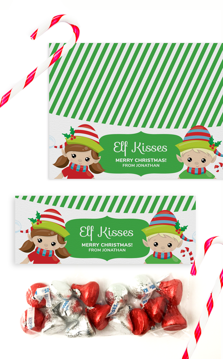 Elf Kisses Printable Christmas Treat Bag Topper for Kids
