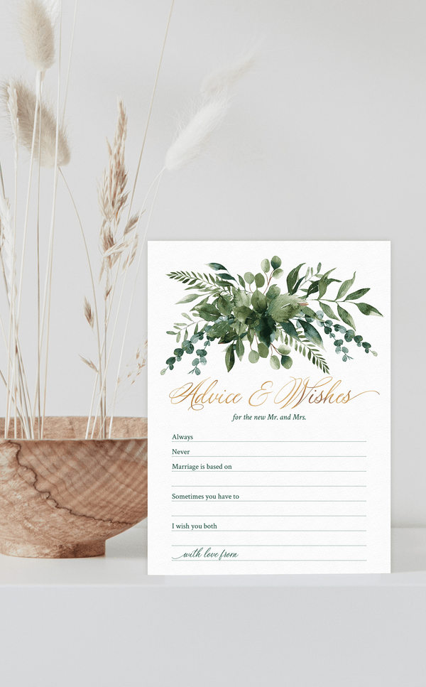 Emerald Green Bridal Shower Advice and Wishes Cards - ARRA Creative
