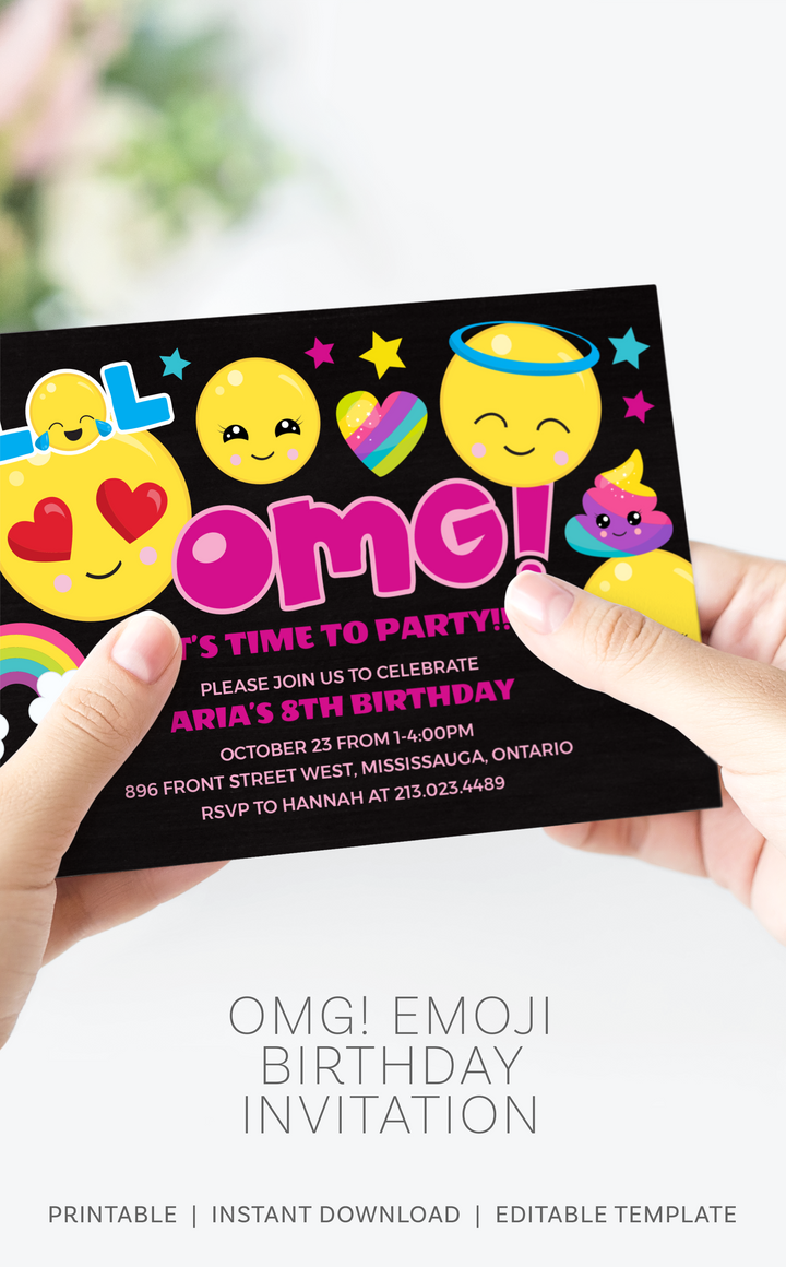 OMG! Emoji Birthday Invitation - ARRA Creative