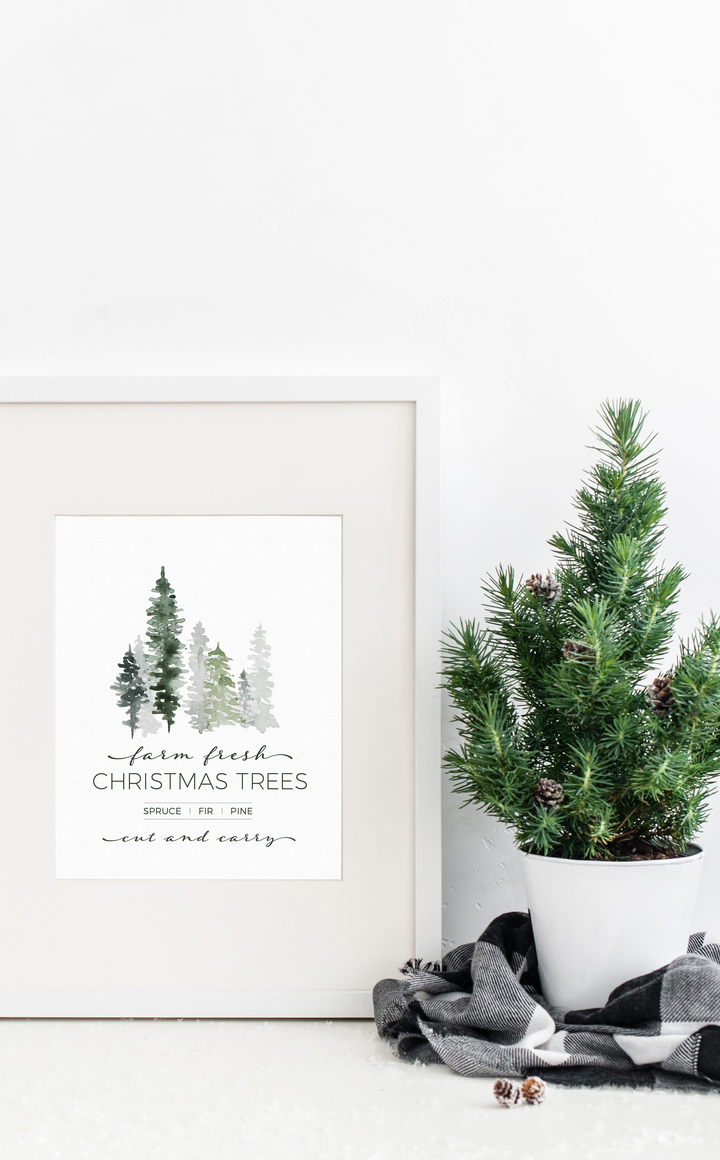Printable Christmas Decorations | Farm Fresh Christmas Trees Sign