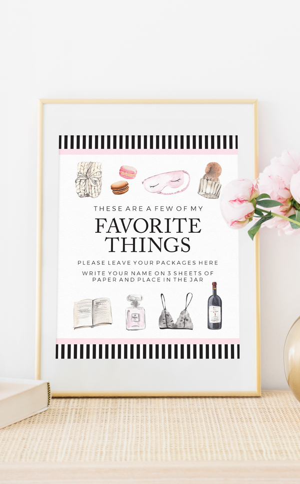 Favourite Things Party Sign - ARRA Creative