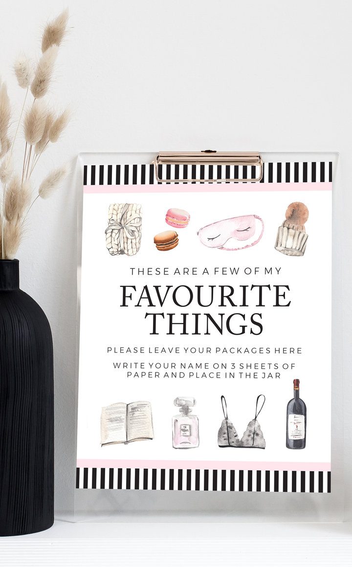 Favourite Things Party Sign - ARRA Creative
