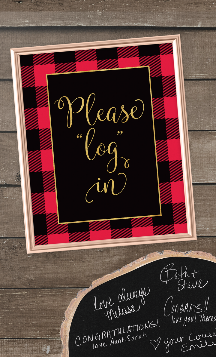 Plaid Please Log In Guest Book Sign for Flannel and Fizz Bridal Shower