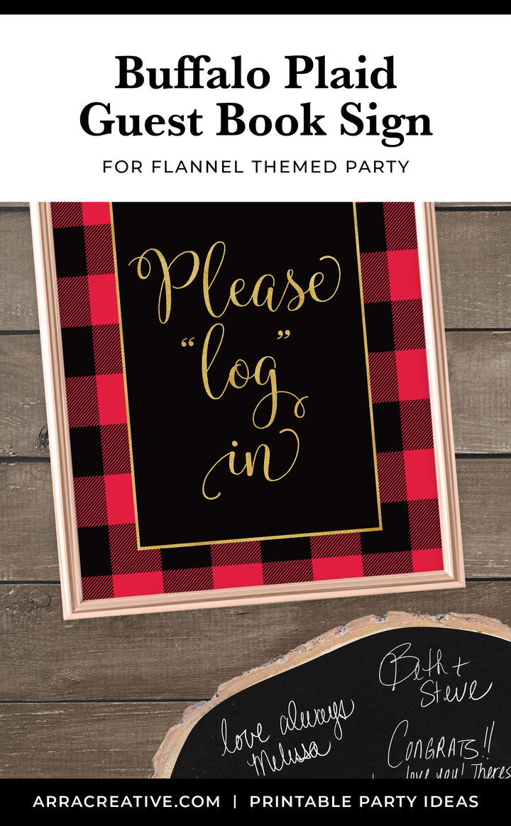 Buffalo Plaid Please "Log" In Guest Book Sign for Flannel Party