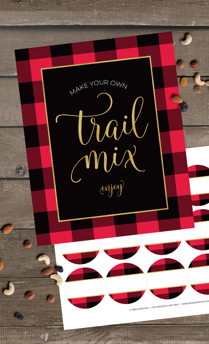 Flannel Trail Mix Bar Sign - ARRA Creative