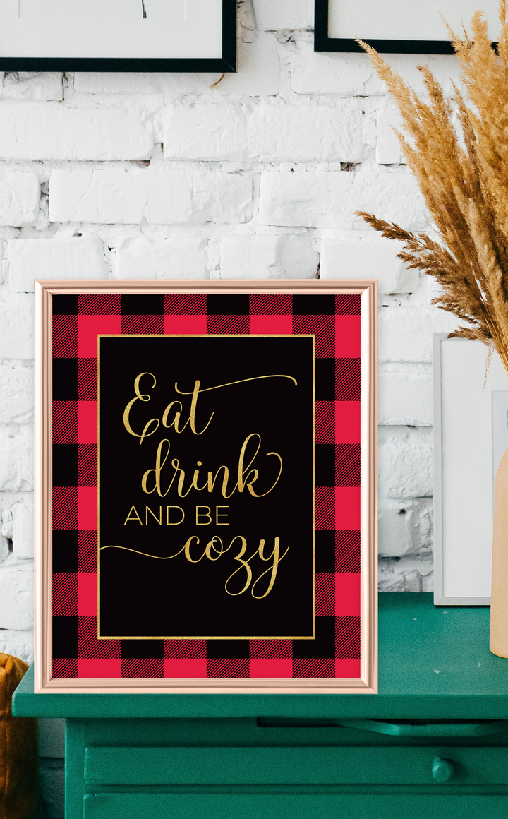 Buffalo Plaid Eat Drink and be Cozy Poster