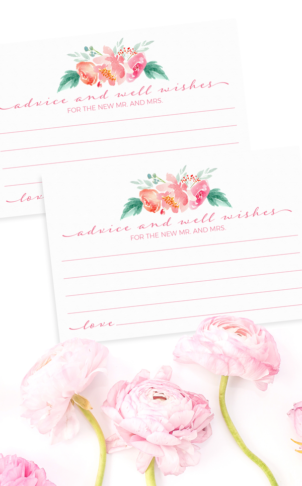 Floral Bridal Shower Advice <br>and Well Wishes Cards - ARRA Creative