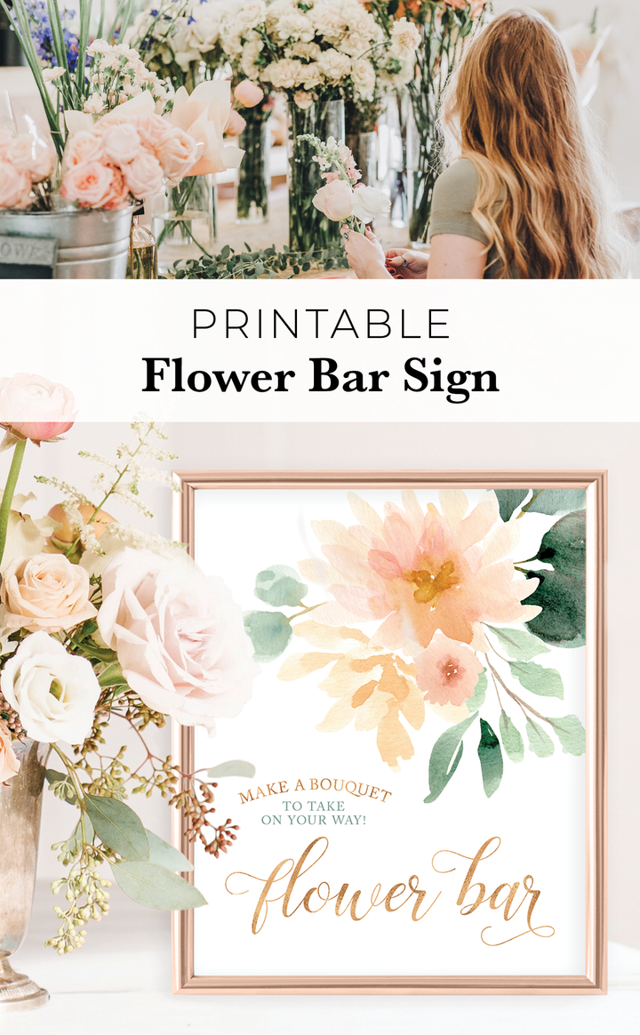 Printable Flower Bar Sign for Bridal Shower or Garden Party