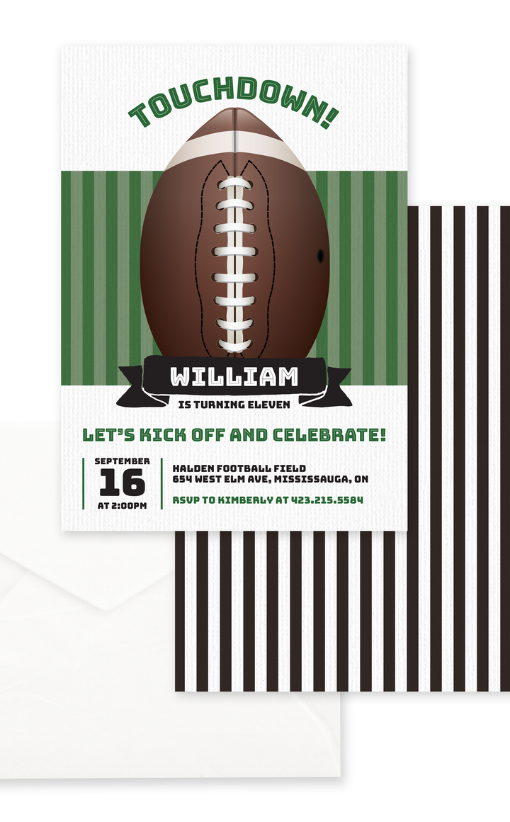 Touchdown Football Birthday Party Invitation - ARRA Creative