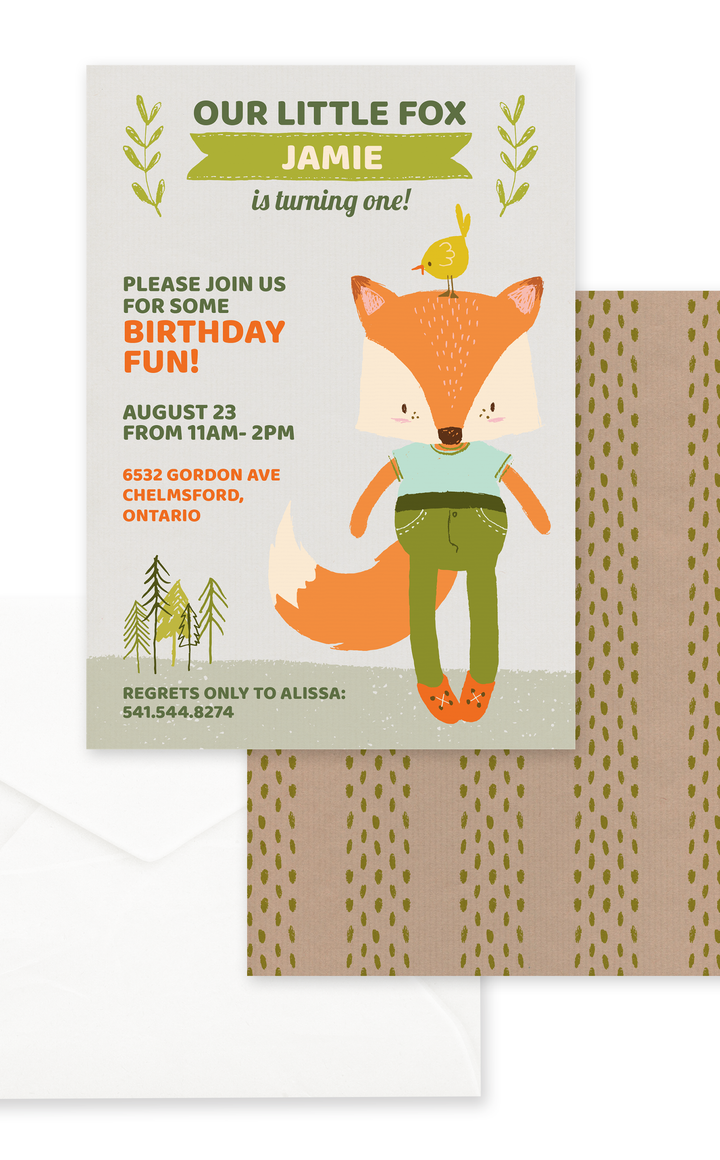 Woodland Fox Birthday Party Invitation - ARRA Creative