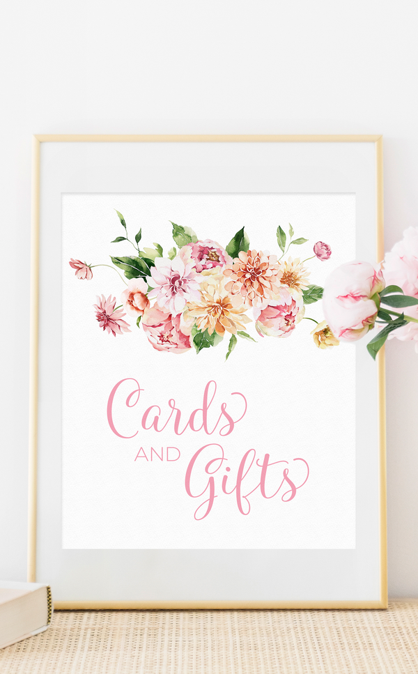 Pink floral Cards and Gifts Sign