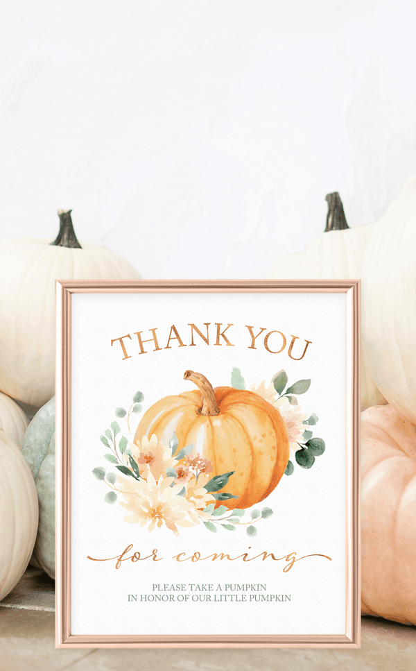 Pumpkin Thank You Favours Sign - ARRA Creative