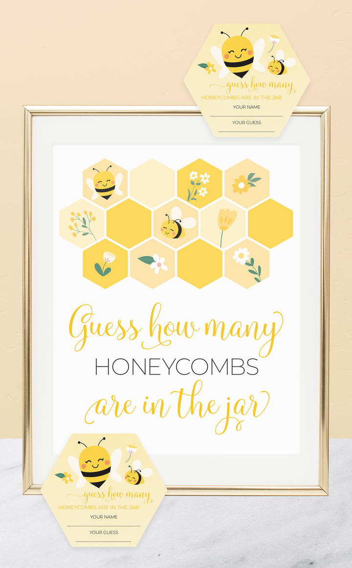 Printable Bee Baby Shower Game - Guess How Many Honeycombs - ARRA Creative