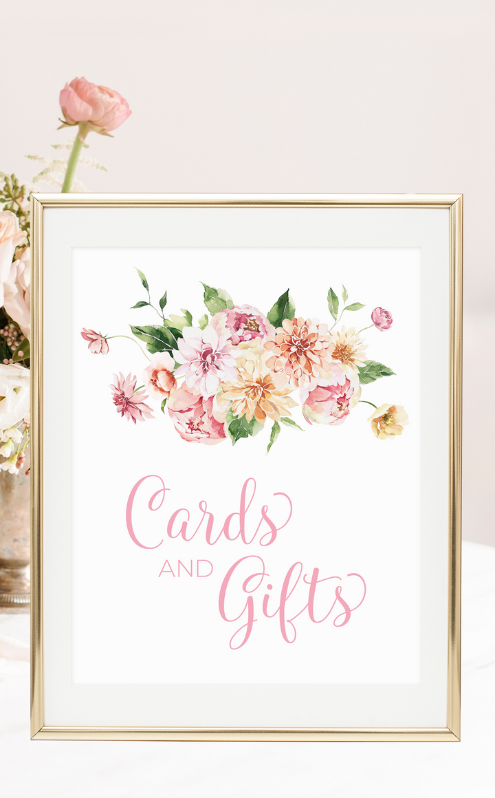 Pink Floral Cards and Gifts Sign - ARRA Creative
