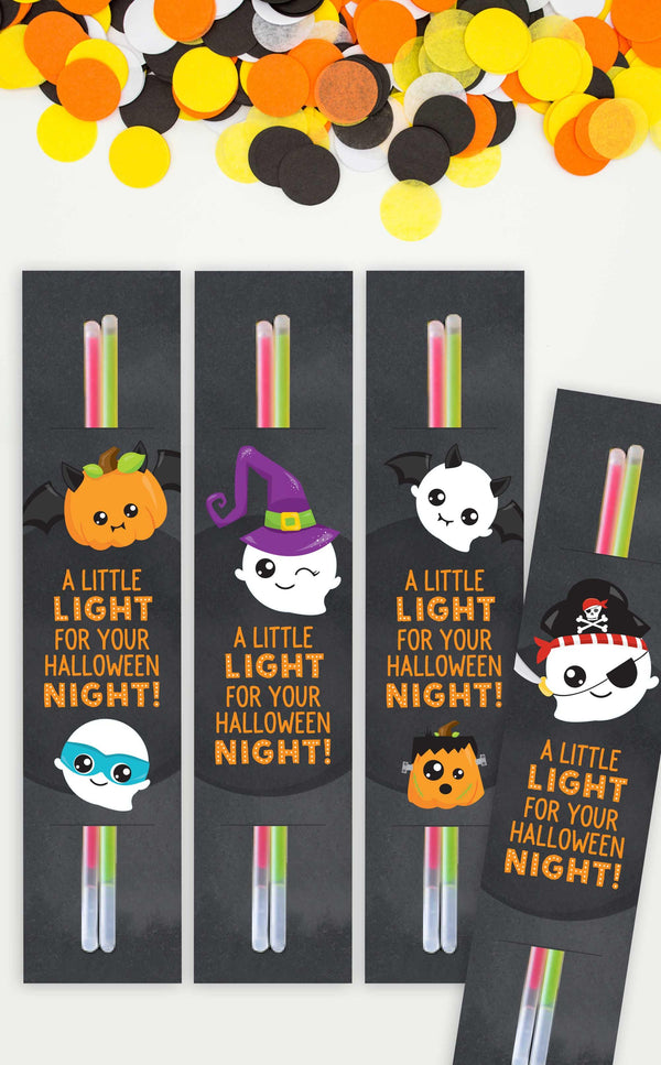 A Little Light for Your Halloween Night glow stick cards for kids