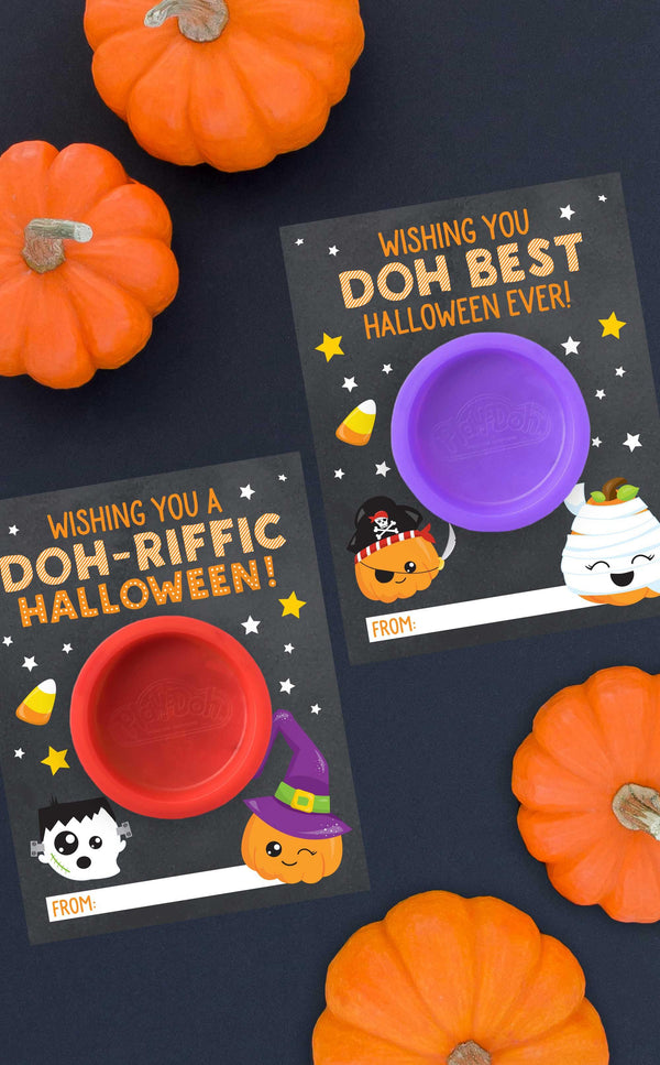 Non-candy Halloween Ideas for Kids - Play Doh Treat Cards
