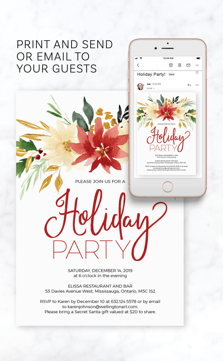 Festive Holiday Party Invitation Printable File