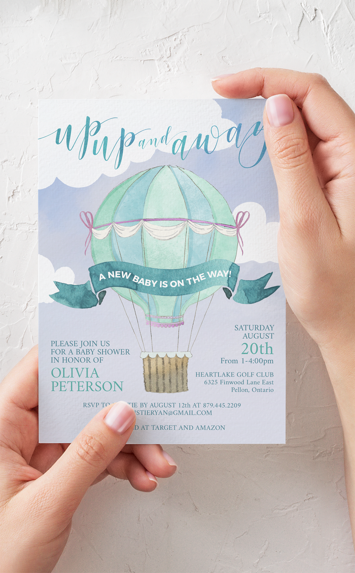 Hot air balloon Baby Shower invitation