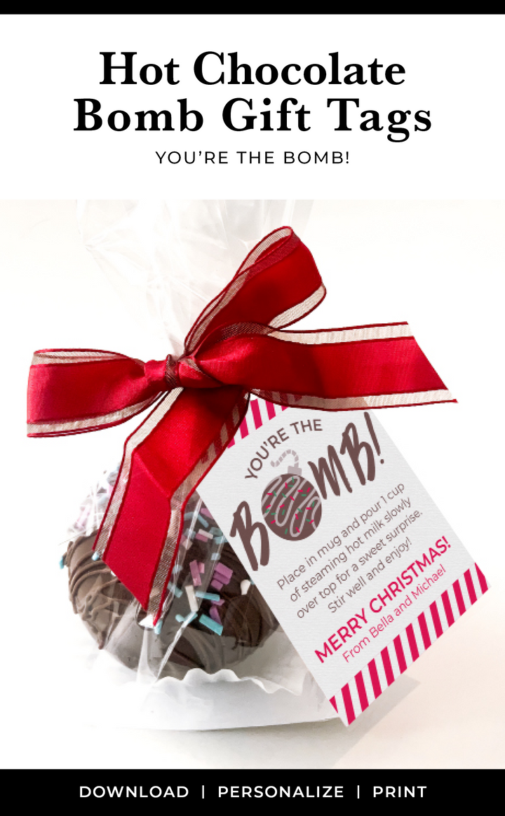 Printable Hot Chocolate Bomb Christmas Gift Tags