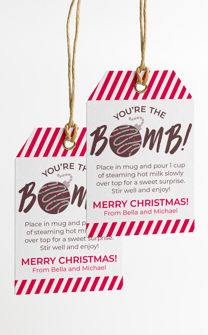 Printable Hot Chocolate Bomb Christmas Gift Tags