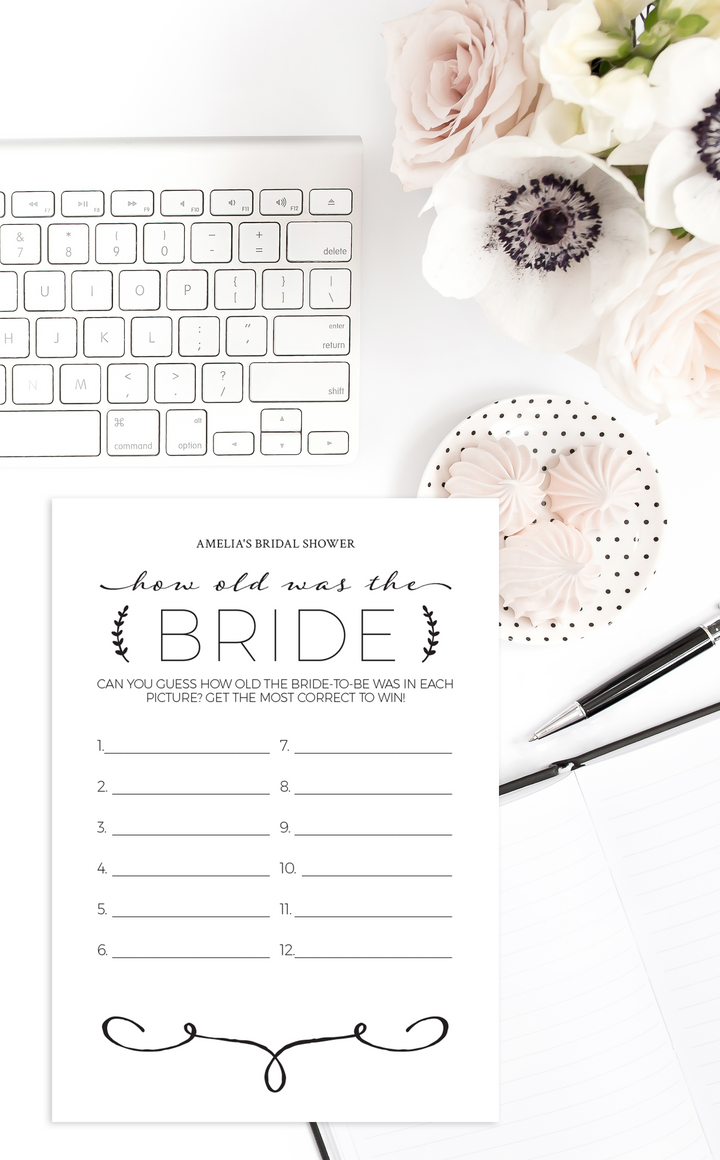 Navy How Old Was the Bride to Be Bridal Shower Game - ARRA Creative