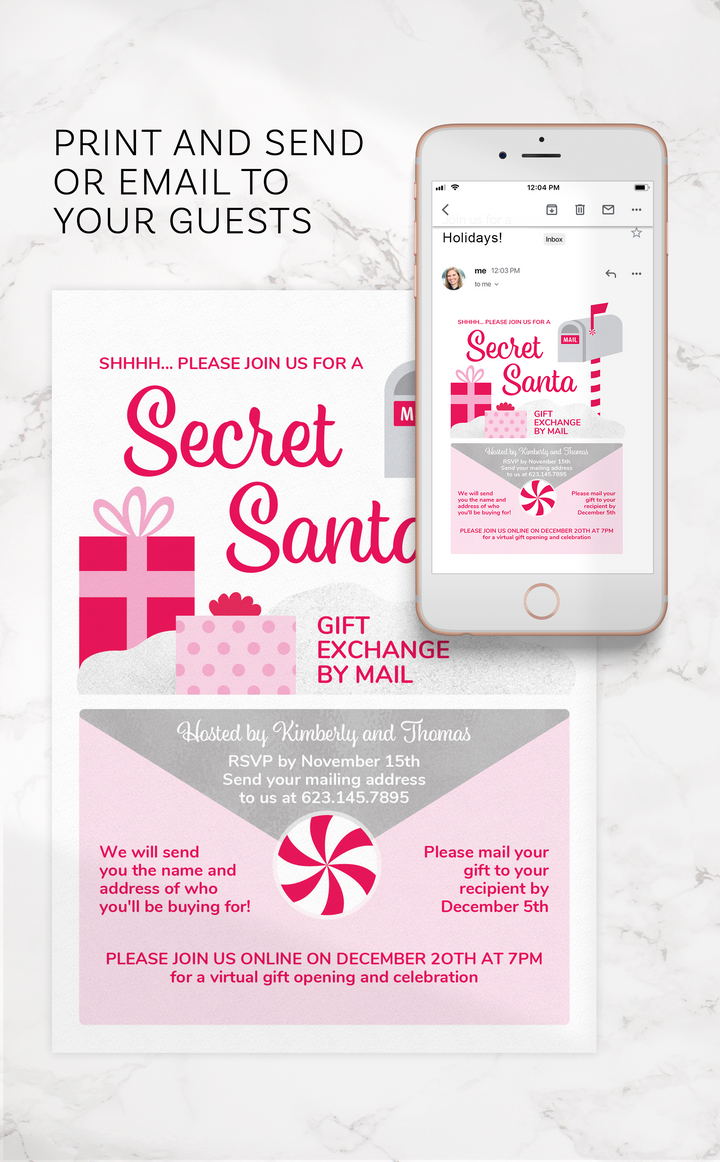 Secret Santa by Mail Gift Exchange Invitation - ARRA Creative