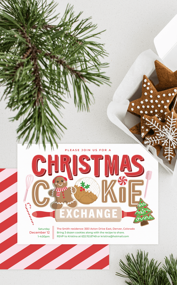 Christmas Cookie Exchange Invitation for Holiday Cookie Swap
