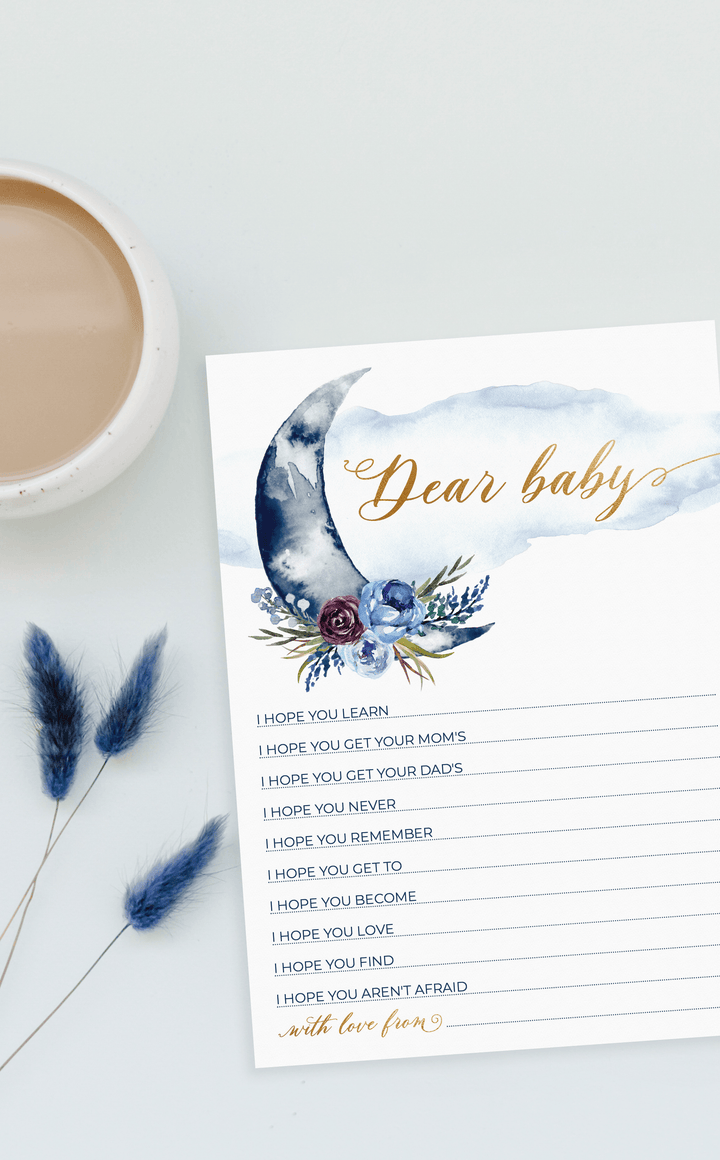 Over the Moon Baby Shower Wishes for Baby Cards - ARRA Creative