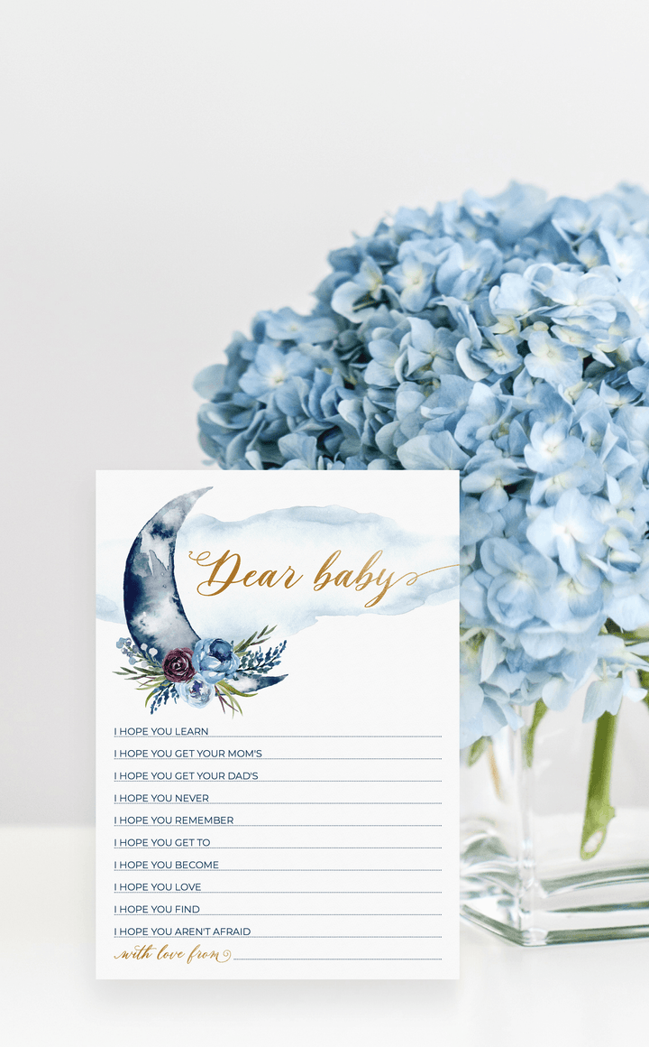 Over the Moon Baby Shower Wishes for Baby Cards - ARRA Creative