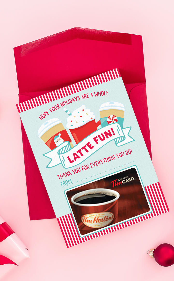 Printable Christmas thank you gift card holder - Hope your holidays are a whole latte fun!