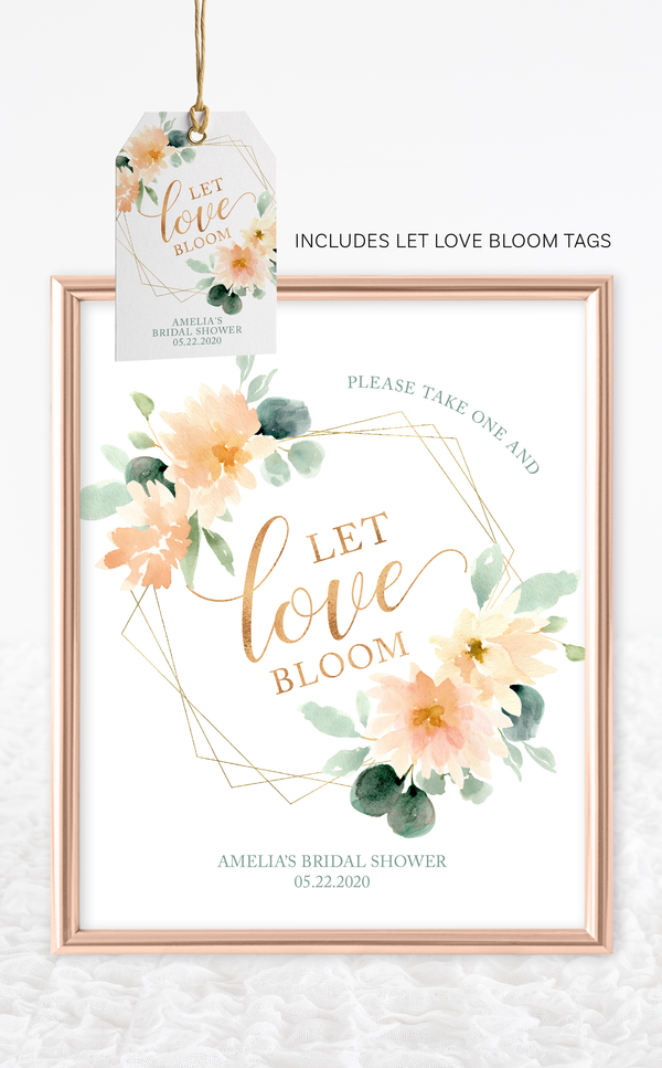 Let Love Bloom Sign and Favour Tags - ARRA Creative
