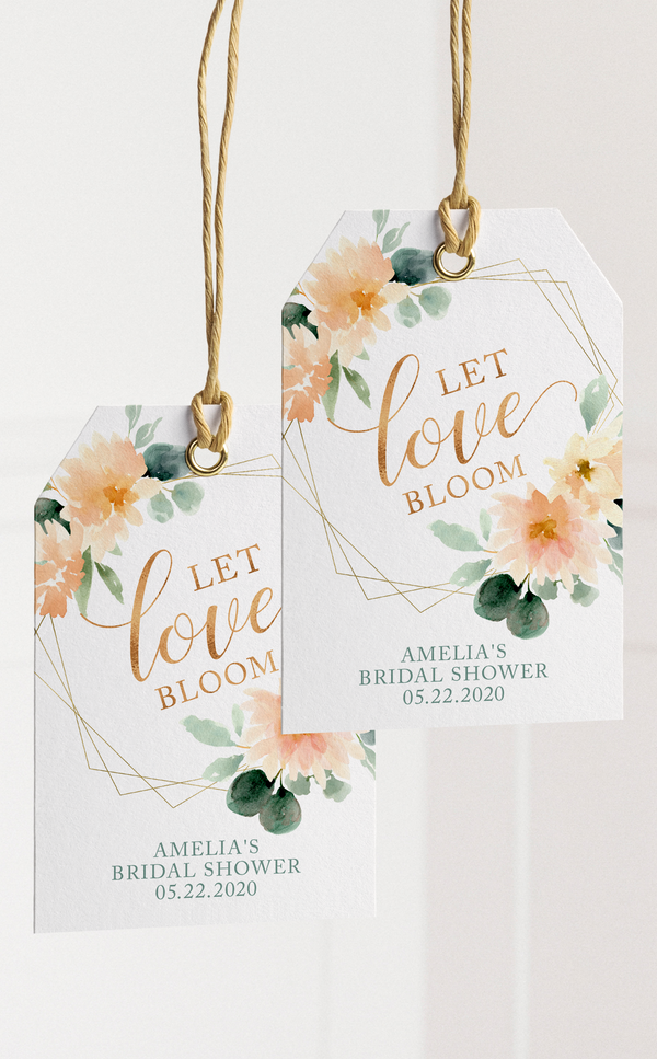 Printable Let Love Bloom favour tags for bridal shower
