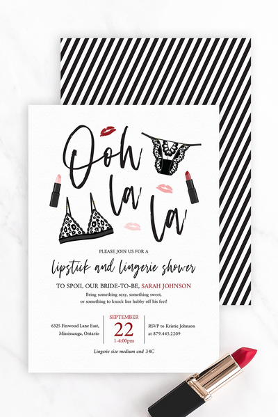 Printable Lipstick and Lingerie Bridal Shower Invitation Template ARRA Creative Printable Lipstick and Lingerie Bridal Shower Invitation Template ARRA Creative