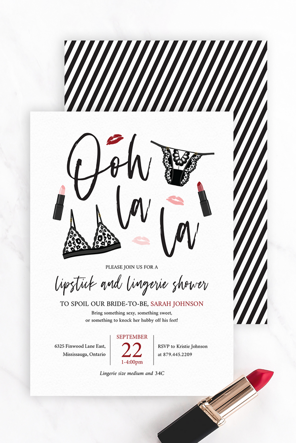 Lipstick and Lingerie Shower Invitation Template