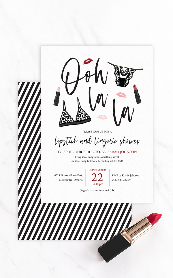 Lipstick and Lingerie Shower Invitation