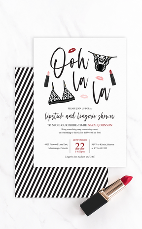Printable Lipstick and Lingerie Bridal Shower Invitation Template – ARRA Creative