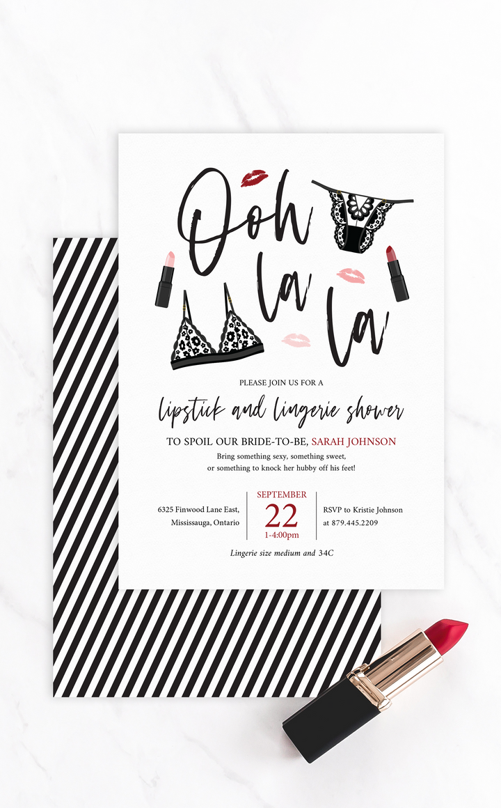 Printable Lipstick And Lingerie Bridal Shower Invitation Template Arra Creative 
