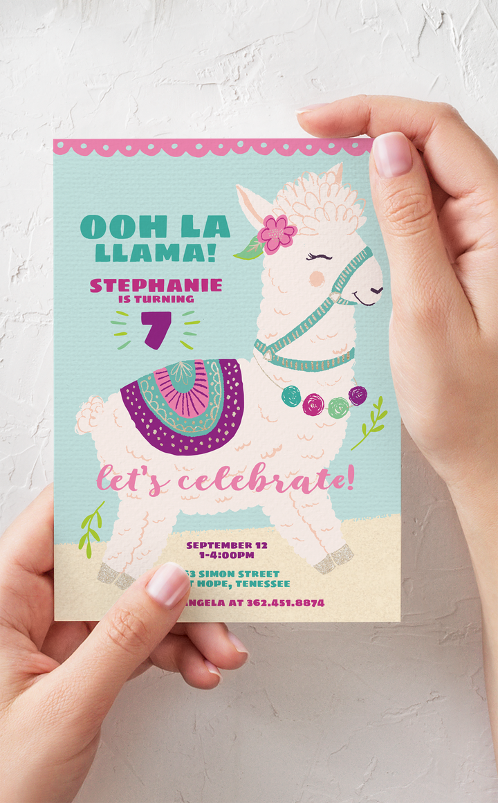 Ooh La Llama Birthday Party Invitation - ARRA Creative