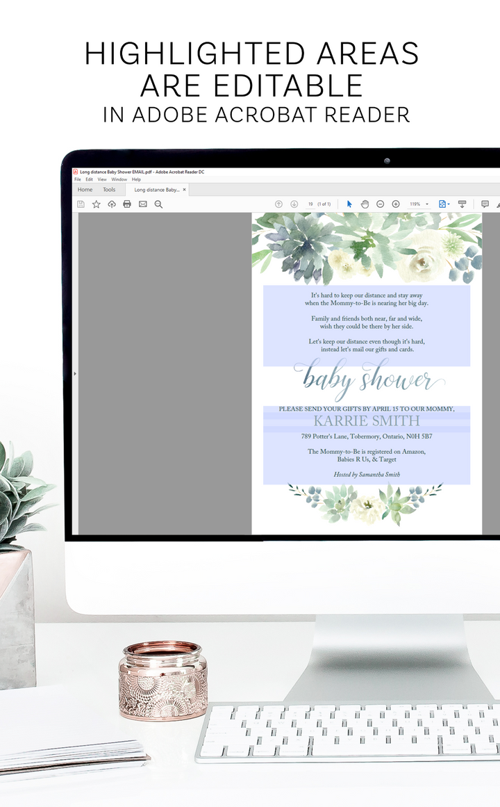 Baby Shower by Mail Invitation | Printable Digital Download File