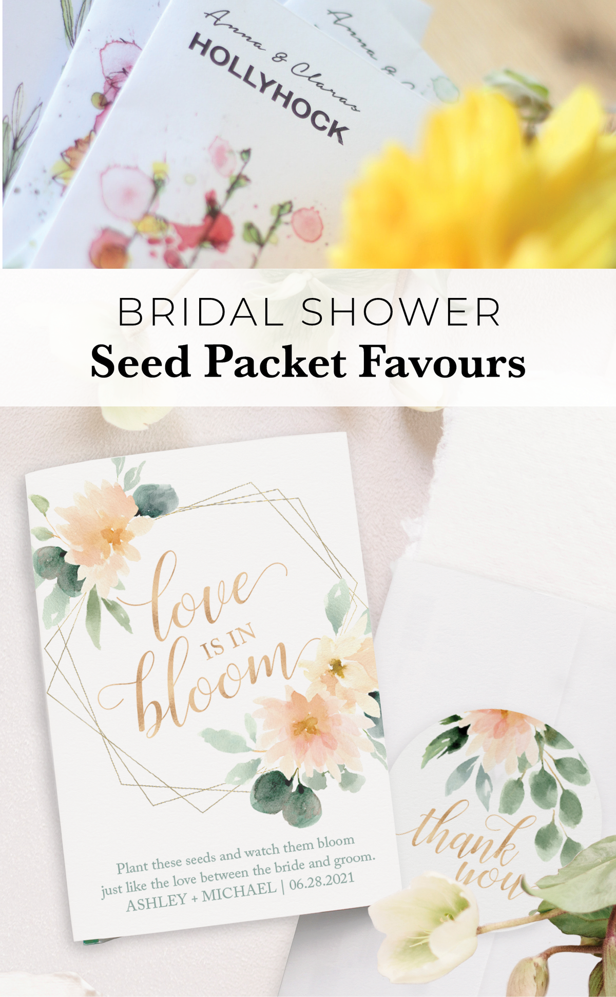 flower seeds for wedding favours Love is in Bloom Seed Packet Favours – ARRA Creative