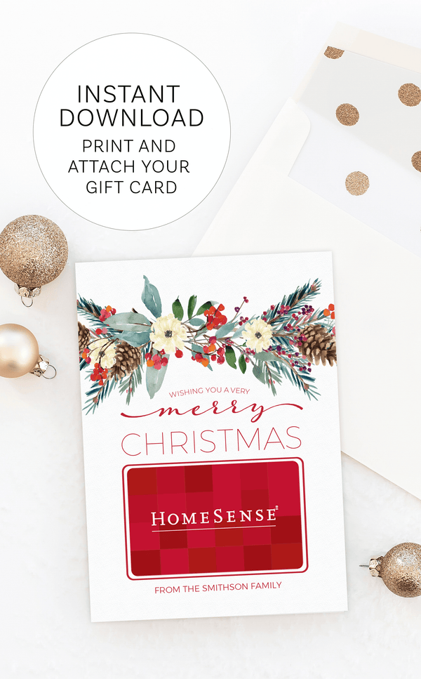 Printable Christmas gift card holder for thank you gift cards