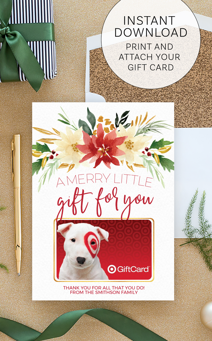 Printable Christmas gift card holder - A Merry Little Gift For You