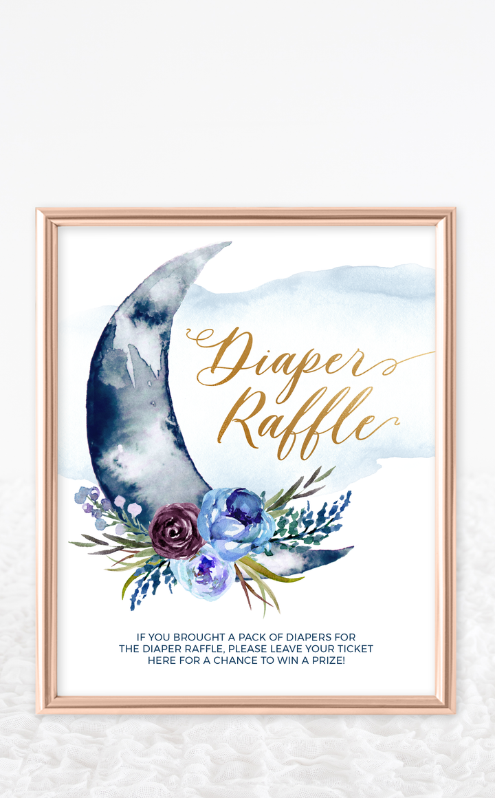 Over the Moon Diaper Raffle Sign and Tickets - ARRA Creative