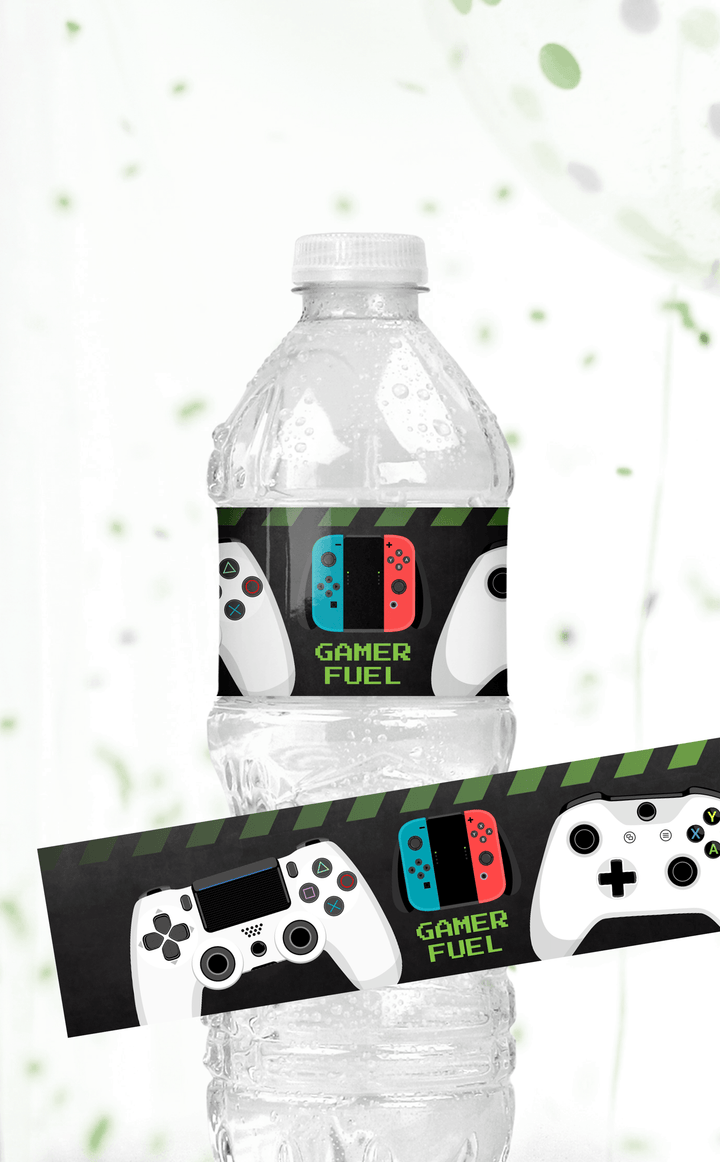 Video Game Kids Birthday Party Water Bottle Labels